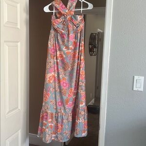 Grace Karin Floral Maxi Dress - Gray and Pink